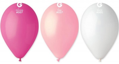 Léggömb, vegyes lányok színek, 26 cm, rózsaszín