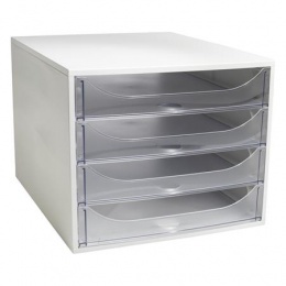 Irattároló, műanyag, 4 fiókos, EXACOMPTA "Ecobox Office", szürke-áttetsző